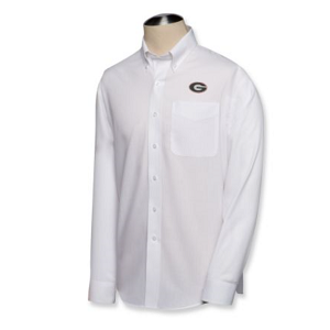 Georgia Bulldogs Men's LS Epic Easy Care Fine Twill Shirt - White